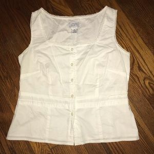 Ann Taylor LOFT White Sleeveless Blouse